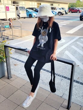 レギンス スパッツを使った オーバーサイズ のレディース人気ファッションコーディネート Wear