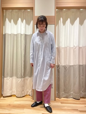 「Samansa Mos2 blue（サマンサモスモスブルー）のアイテム（シャツワンピース）」を使った、kotoさん（レディース・163cm）の春コーディネート