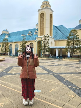 「アイテム（付け襟）」を使った、u s a y uさん（レディース・169cm）の冬コーディネート