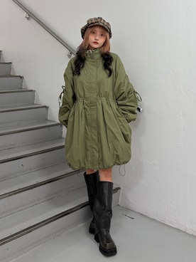 「アイテム（モッズコート）」を使った、HONOKAさん（レディース・157cm）の秋コーディネート