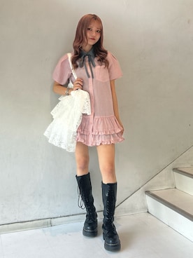 「アイテム（トートバッグ）」を使った、HONOKAさん（レディース・157cm）の春コーディネート