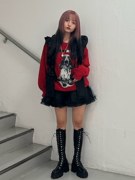 「アイテム（チャーム）」を使った、HONOKAさん（レディース・157cm）の秋コーディネート