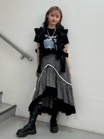 リボンステッチアシメスカート【セットアップ対応】｜ジュエティ