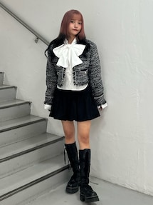 PosTokyo】ノーカラーツイードジャケット｜ジュエティ（jouetie）公式