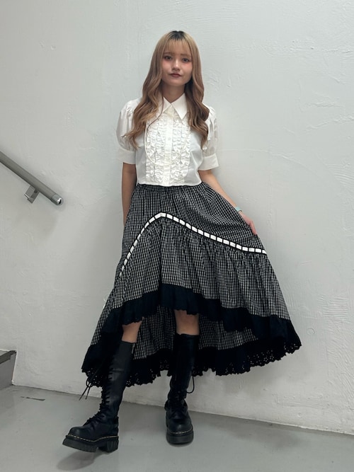 セール】リボンステッチアシメロングスカート【セットアップ対応】夏服