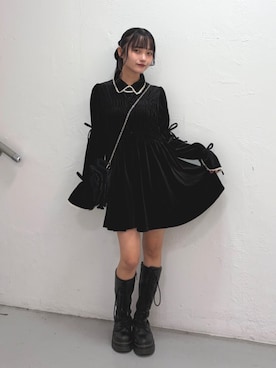 「jouetie（ジュエティ）の【kaorinomori×jouetie】ローズバッグ（ショルダーバッグ、ブラック系）」を使った、HONOKAさん（レディース・157cm）の秋コーディネート