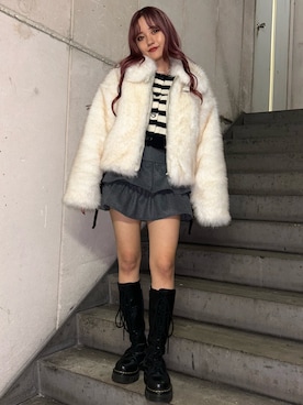 「jouetie（ジュエティ）のアイテム（その他アウター）」を使った、HONOKAさん（レディース・157cm）の秋コーディネート