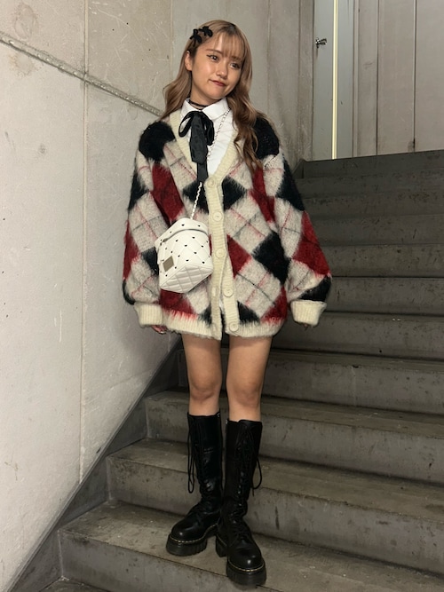 セール】パターンモヘアライクルーズニットカーディガン