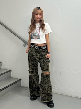 「アイテム（スウェットパンツ、ブラウン系）」を使った、HONOKAさん（レディース・157cm）の夏コーディネート