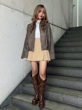 「jouetie（ジュエティ）のアイテム（ブルゾン）」を使った、HONOKAさん（レディース・157cm）の冬コーディネート