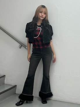 「jouetie（ジュエティ）のアイテム（デニムパンツ）」を使った、HONOKAさん（レディース・157cm）の夏コーディネート