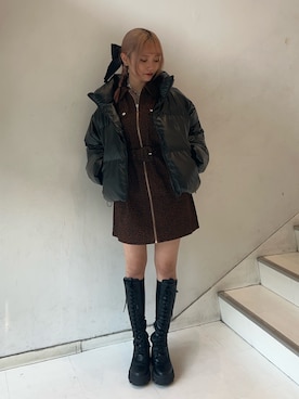 「jouetie（ジュエティ）のアイテム（ダウンジャケット/コート）」を使った、HONOKAさん（レディース・157cm）の冬コーディネート