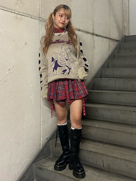 「jouetie（ジュエティ）のアシメヘムベルテッドミニスカート（スカート）」を使った、HONOKAさん（レディース・157cm）の秋コーディネート