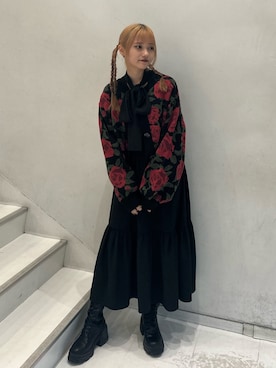 「jouetie（ジュエティ）のリボンタイフリルワンピース（ワンピース）」を使った、HONOKAさん（レディース・157cm）の春コーディネート