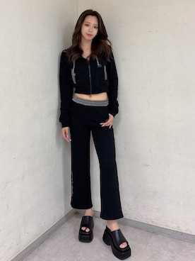 「アイテム（パーカー）」を使った、YURARAさん（レディース・170cm）の夏コーディネート