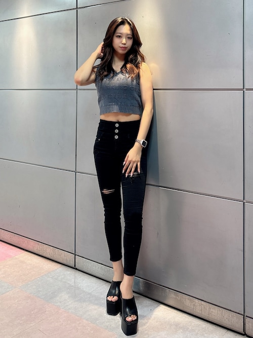 GYDAjacquardブリーチニットトップス