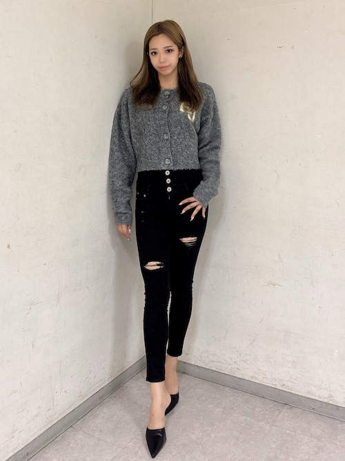 GYDA・ハイウエストバッククロスダメージスキニーデニム ハイウエストバッククロスダメージスキニーデニムパンツ（デニム
