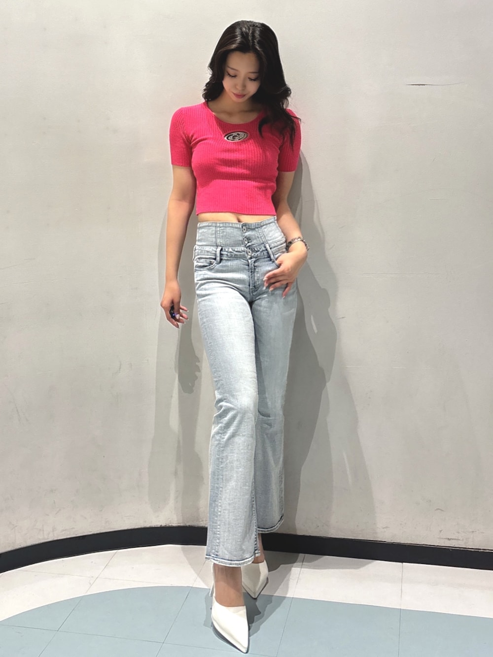 GYDA（ジェイダ）の「NEWハイウエストBACKクロスフレアパンツ