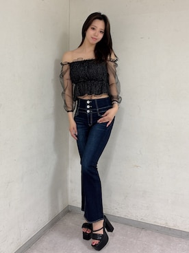 「アイテム（サンダル）」を使った、YURARAさん（レディース・170cm）の春コーディネート