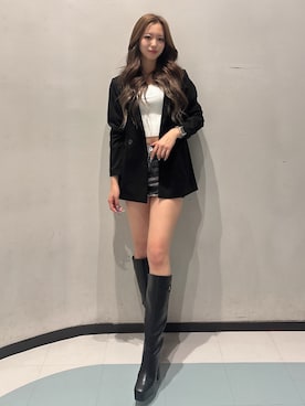 「GYDA（ジェイダ）のアイテム（テーラードジャケット）」を使った、YURARAさん（レディース・170cm）の冬コーディネート