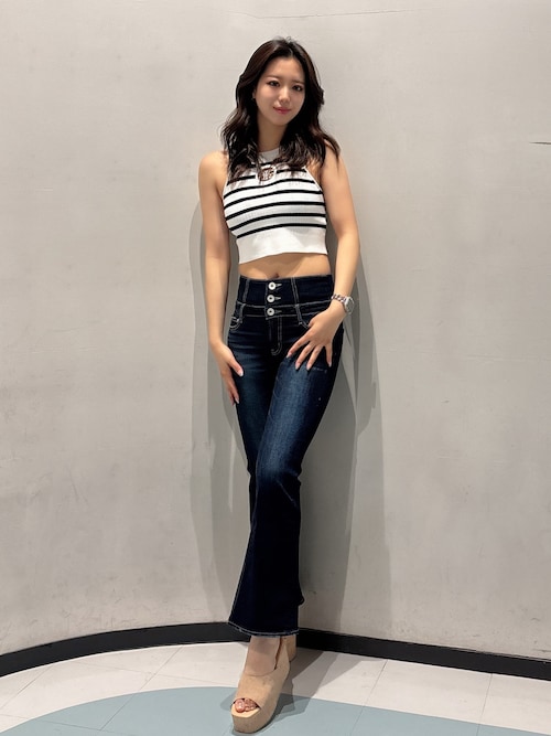 【週末限定価格】NEWハイウエストBACKクロスフレアパンツ NEWハイウエストBACKクロスフレアパンツ[品番：MKSW0062669