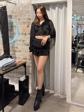 「アイテム（パーカー）」を使った、YURARAさん（レディース・170cm）の夏コーディネート