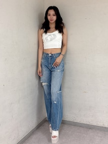 GYDA GGストーンパイルビスチェ EMODA EGOIST ZARA ジェイダ GYDA GDロゴLOOSEモチーフニット トップス （BLK