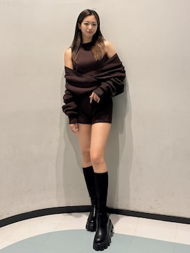 「アイテム（つなぎ/オールインワン）」を使った、YURARAさん（レディース・170cm）の秋コーディネート