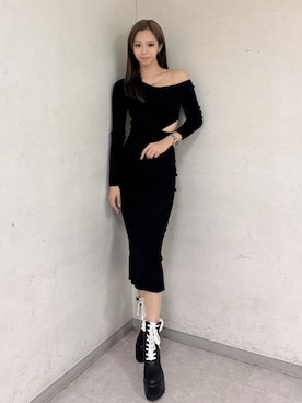 「アイテム（ワンピース/ドレス）」を使った、YURARAさん（レディース・170cm）の冬コーディネート