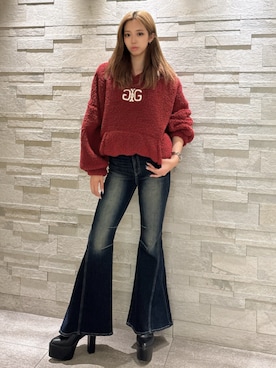 「アイテム（パーカー）」を使った、YURARAさん（レディース・170cm）の秋コーディネート