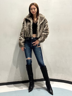 「アイテム（その他アウター、グレー系）」を使った、YURARAさん（レディース・170cm）の秋コーディネート