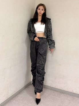「GYDA（ジェイダ）のpigment processed hoodieブルゾン（ブルゾン）」を使った、YURARAさん（レディース・170cm）の秋コーディネート