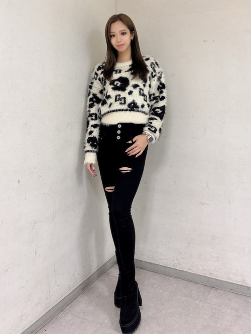 GG レオパードシャギーショートニットトップス（ニット/セーター