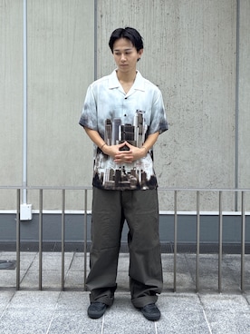 「XLARGE（エクストララージ）のSKYSCRAPER S/S SHIRT（シャツ/ブラウス、ホワイト系）」を使った、KIYOさん（メンズ・171cm）の夏コーディネート