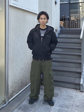 「XLARGE（エクストララージ）のアイテム（ブルゾン）」を使った、KIYOさん（メンズ・171cm）の冬コーディネート