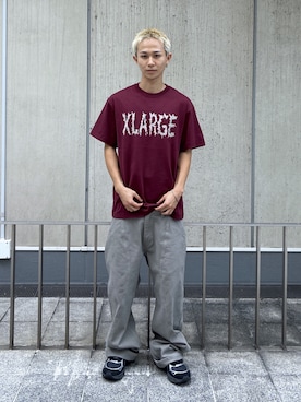 「XLARGE（エクストララージ）のVENOM S/S TEE（Tシャツ/カットソー、レッド系）」を使った、KIYOさん（メンズ・171cm）の夏コーディネート