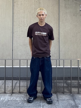 「XLARGE（エクストララージ）のPRODUCTION LOGO S/S TEE（Tシャツ/カットソー、ブラウン系）」を使った、KIYOさん（メンズ・171cm）の夏コーディネート