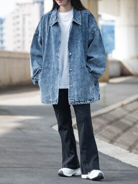「Tシャツ×デニム」｜「アイテム（ジャケット/アウター）」を使った、wwwearさん（レディース・155cm）の秋コーディネート