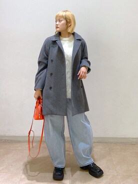 「FREE'S MART（フリーズマート）のアイテム（チェスターコート）」を使った、harukaさん（レディース・158cm）の秋コーディネート