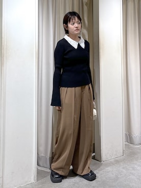 「スラックスパンツ」｜harukaさん（レディース・158cm）の秋コーディネート