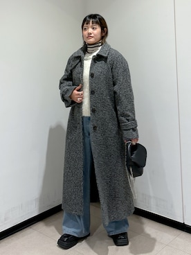 「FREE'S MART（フリーズマート）のアイテム（ステンカラーコート）」を使った、harukaさん（レディース・158cm）の冬コーディネート
