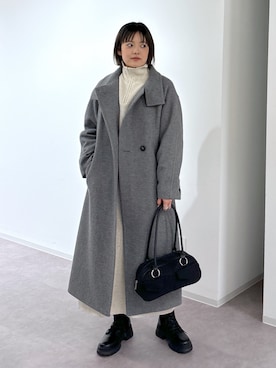 「FREE'S MART（フリーズマート）のアイテム（ステンカラーコート）」を使った、harukaさん（レディース・158cm）の冬コーディネート