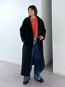 「FREE'S MART（フリーズマート）のアイテム（ステンカラーコート）」を使った、harukaさん（レディース・158cm）の冬コーディネート