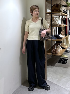 「半袖ニット」｜harukaさん（レディース・158cm）の春コーディネート