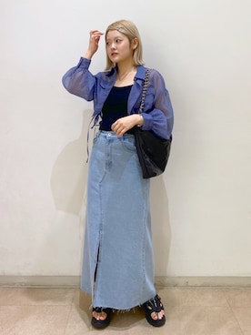 「FREE'S MART（フリーズマート）の◆スニーカーソールサンダル（サンダル）」を使った、harukaさん（レディース・158cm）の春コーディネート