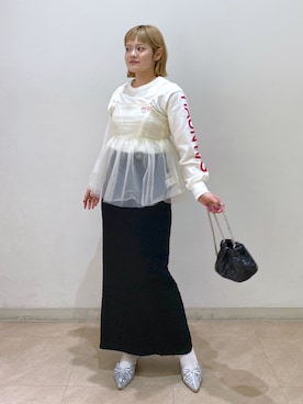 「チュール」｜harukaさん（レディース・158cm）の春コーディネート