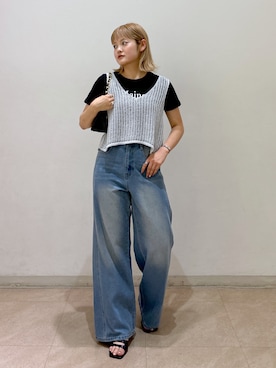 「アイテム（ベスト、シルバー系）」を使った、harukaさん（レディース・158cm）の夏コーディネート