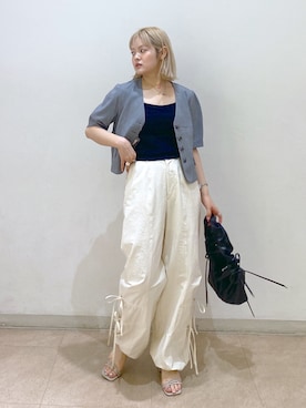 「FREE'S MART（フリーズマート）のアイテム（ノーカラージャケット）」を使った、harukaさん（レディース・158cm）の春コーディネート