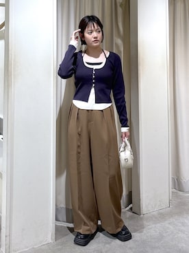 「スラックスパンツ」｜harukaさん（レディース・158cm）の秋コーディネート