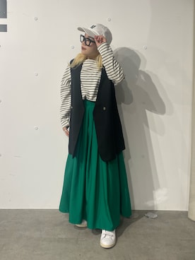 「NANO universe（ナノユニバース）のアイテム（ノーカラージャケット）」を使った、satomogumoguさん（レディース・147cm）の夏コーディネート